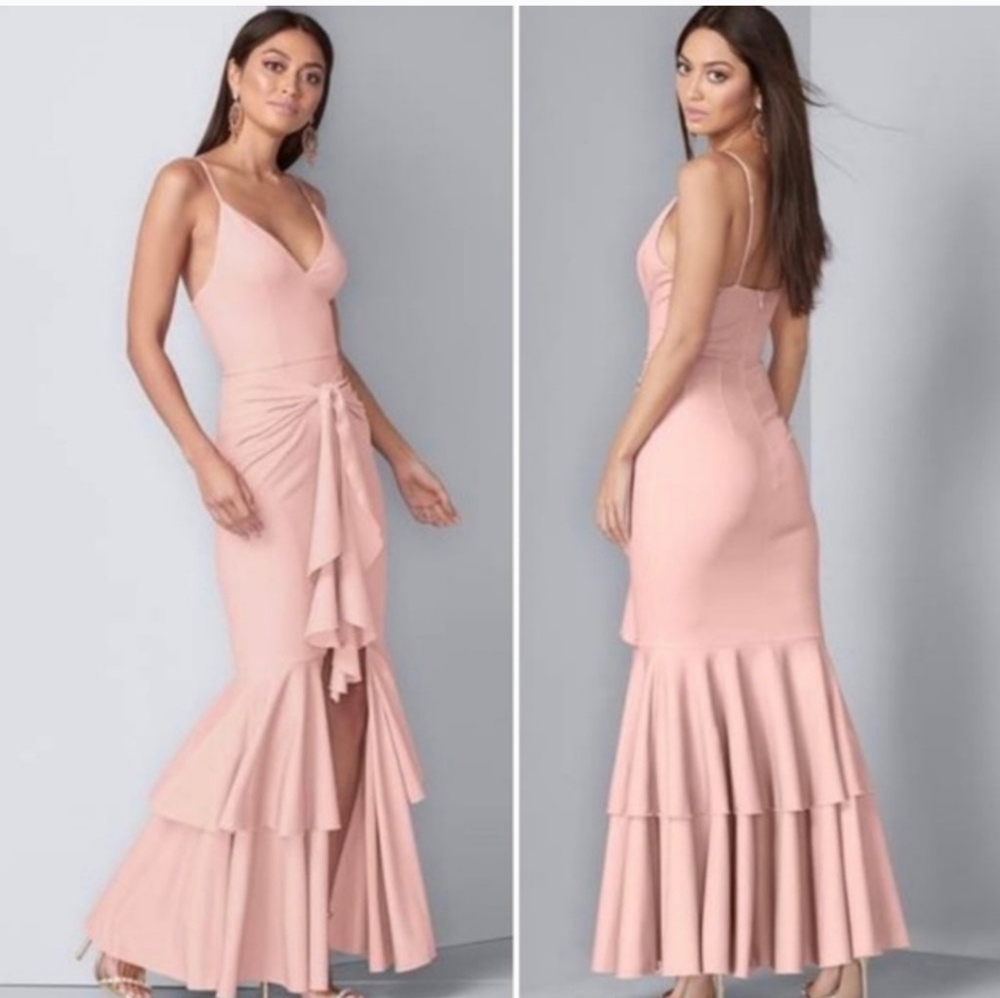 Venus Ruffle waist tie stretch tiered layer elegant Sleeveless Maxi Dress 2.